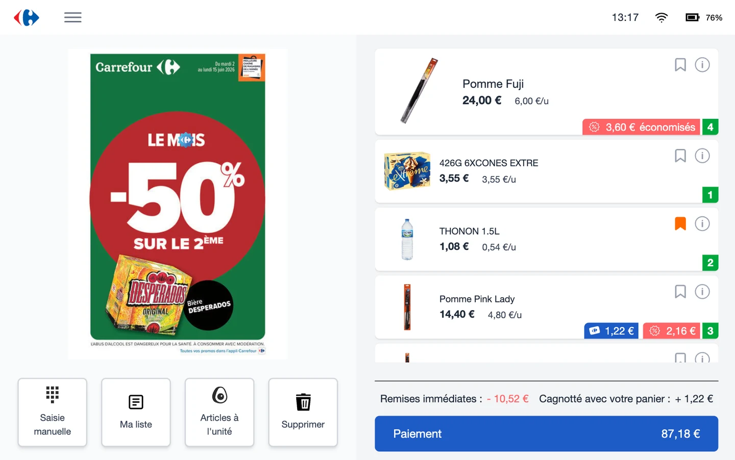 Offers and discounts screen